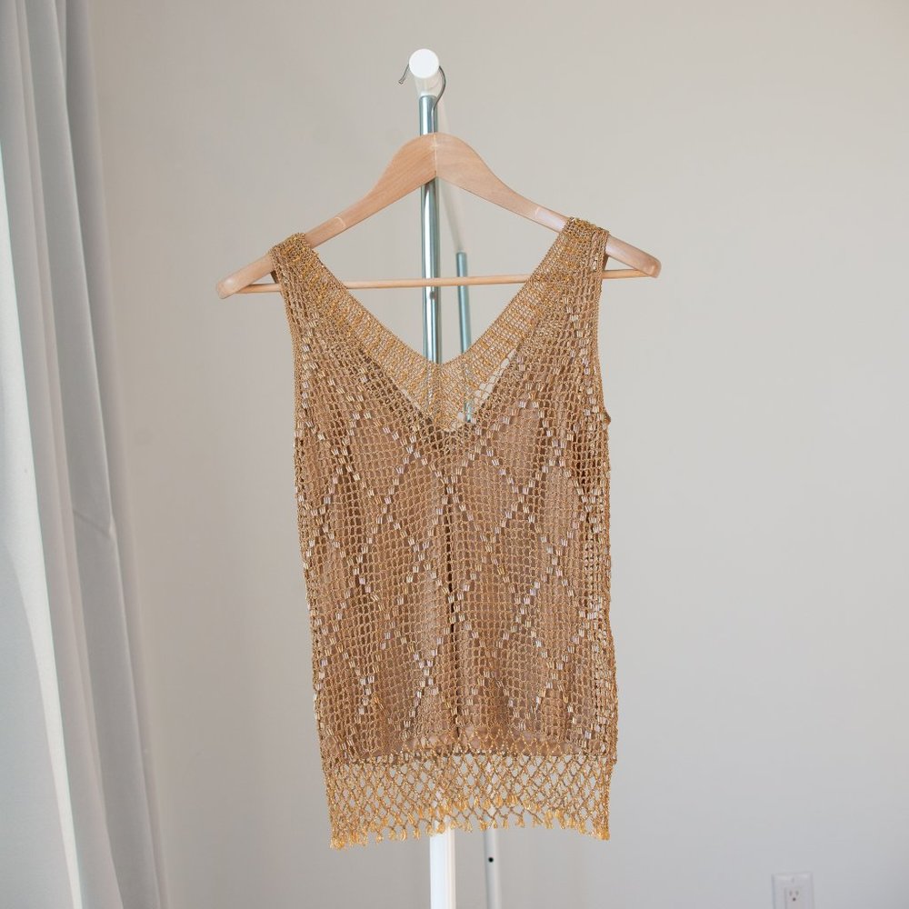 Gold Beaded sleeveless top